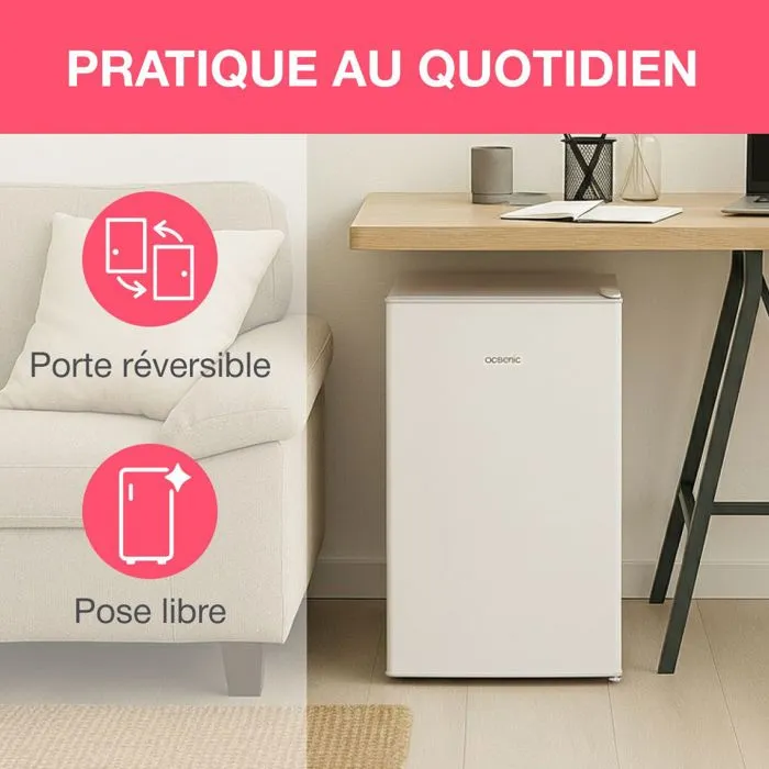 Oceanic Réfrigérateur Table Top 90L, 37dB, Classe Énergétique E, Blanc, Dimensions: 44.5x47.5x85 cm