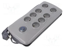 QOLTEC Multiprise parafoudre 8 prises, 2,5m, gris