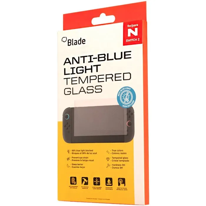 Just For Games - Verre trempé anti-lumière bleue pour Nintendo Switch 2 - Protection écran contre les rayures et les chocs