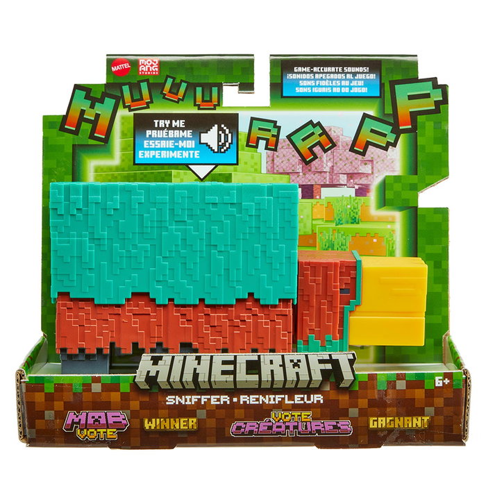 Mattel - Figurine d'action Sniffer Minecraft HXM85 avec sons - Figurine articulée de 8,3 cm (3,25 pouces) - Jeu de construction - Licence officielle - À partir de 6 ans