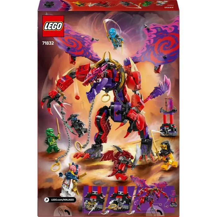 Lego - Jeu de construction LEGO NINJAGO 71832 Croc-de-tonnerre, le dragon du chaos, avec 6 minifigurines, pour enfants de 8 ans et plus