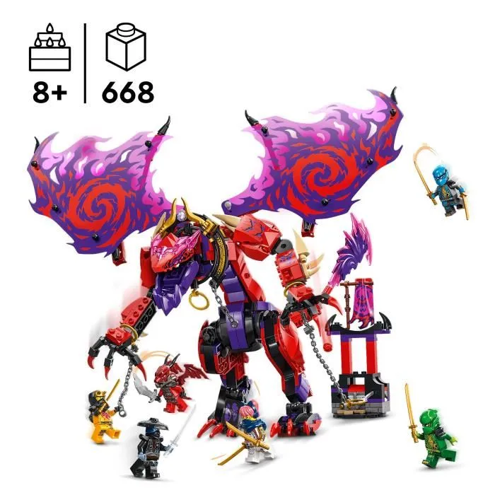 Lego - Jeu de construction LEGO NINJAGO 71832 Croc-de-tonnerre, le dragon du chaos, avec 6 minifigurines, pour enfants de 8 ans et plus