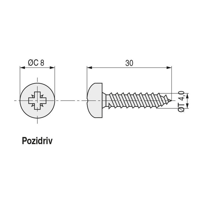 UCAFIX Vis à bois tête ronde Pozidriv 4x30mm (Set de 1000)