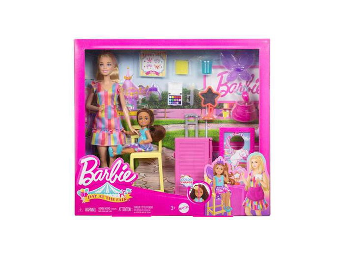 Mattel Barbie et Chelsea à la Foire - Stand de Maquillage, Jouet Figurine, À partir de 3 ans