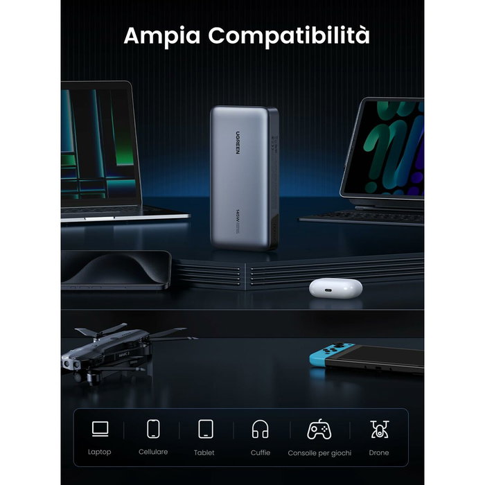 Ugreen Power Bank 25000mAh 145W Gris USB-C PD Ugreen Power Bank 25000mAh 145W Gris USB-C PD