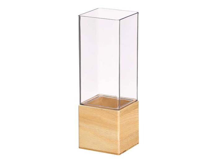 GIFTDECOR Vase Carré en Acrylique et Base en Bois 10x10x30cm GIFTDECOR Vase Carré en Acrylique et Base en Bois 10x10x30cm