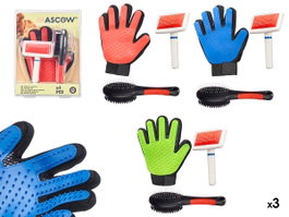 MASCOW Set de Nettoyage pour Animaux 3 Pièces - Bleu, Rouge, Vert