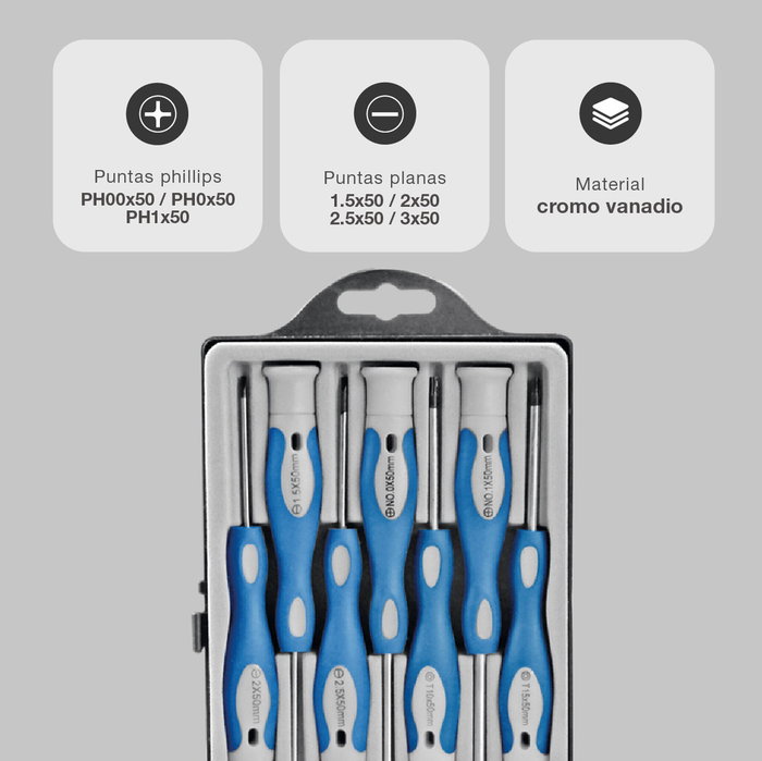 Hantums Set de 7 tournevis de haute précision (4 plats et 3 Phillips) Hantums Set de 7 tournevis de haute précision (4 plats et 3 Phillips)
