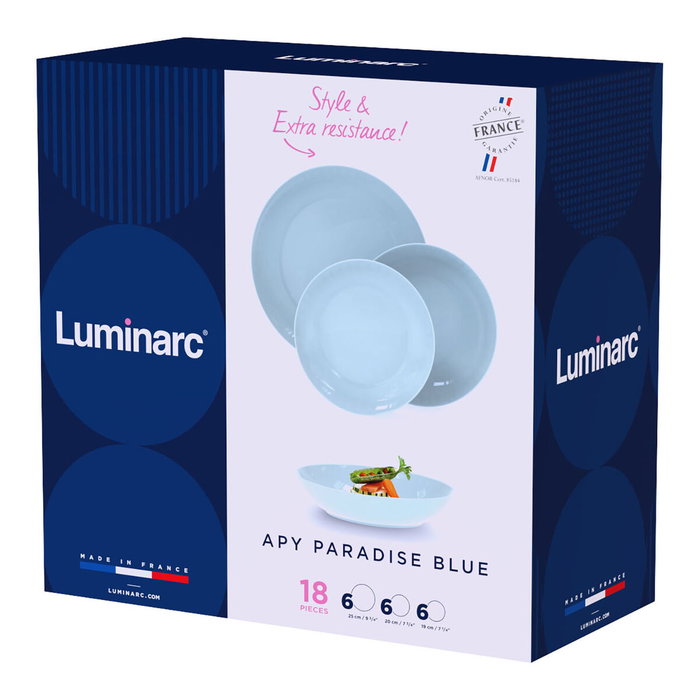 Assiettes Luminarc Apy Paradise Azul Bleu verre 18 Pièces Assiettes Luminarc Apy Paradise Azul Bleu verre 18 Pièces