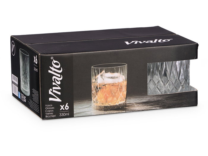 Vivalto Verre à Whisky Rombos 330 ml Cristal Transparent 8x9 cm (Set de 48)