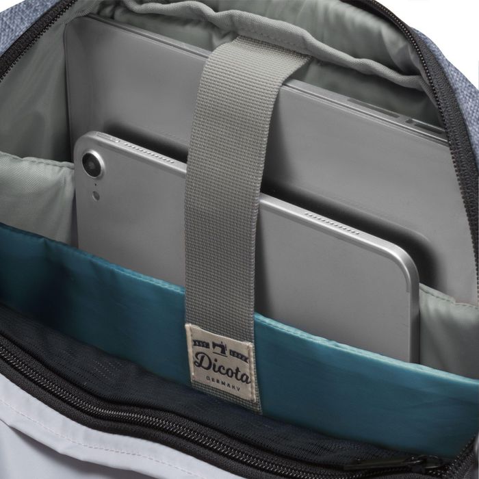 Dicota Eco MOTION - Sac à dos et sac bandoulière 2-en-1 pour PC portable 13-15.6" et tablette 12.9" - 600Dx400D rPET polyester - Bleu denim