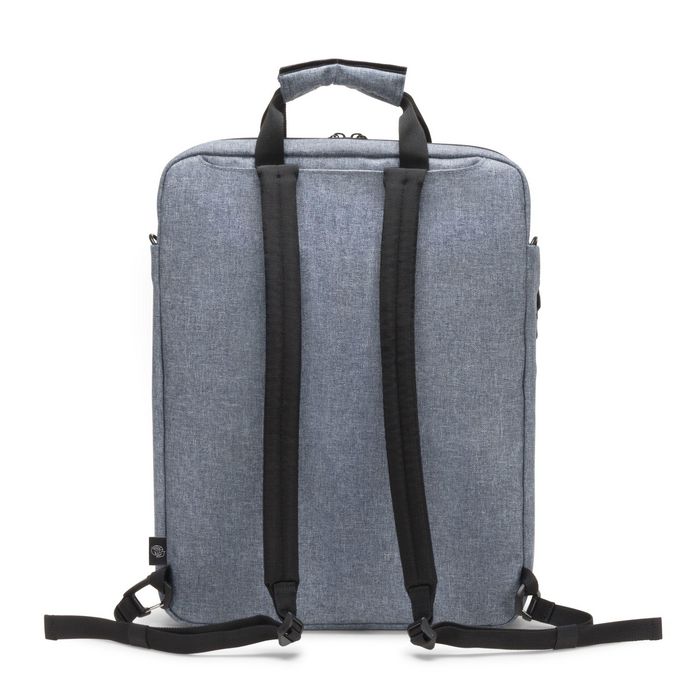 Dicota Eco MOTION - Sac à dos et sac bandoulière 2-en-1 pour PC portable 13-15.6" et tablette 12.9" - 600Dx400D rPET polyester - Bleu denim
