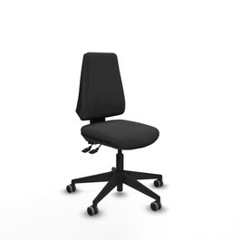 Chaise Elche Asynchrone Cuir écologique Gris foncé Base pyramidale noire Sans accoudoirs Sans appui-tête Roulettes 65mm pour moquette