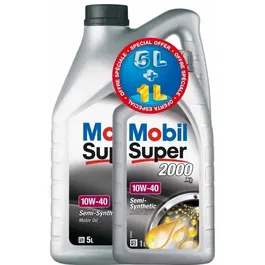 Mobil Huile moteur semi-synthétique Super 2000 10W40 - Protection longue durée moteur - Offre 5L + 1L Gratuit