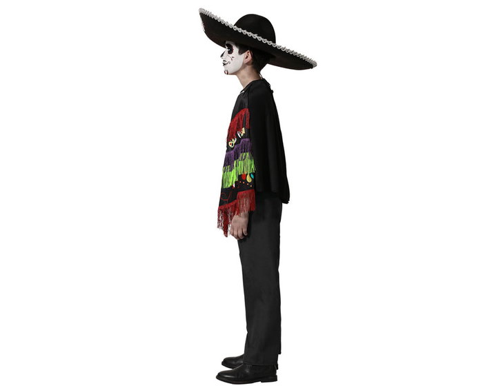 BigBuy Carnival Déguisement Squelette Poncho Noir 10-12 Ans