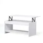 Happy Table basse relevable - Design contemporain en bois FSC blanc mat - Plateau relevable et étagère - Dimensions : 100 x 50 x 44.6 cm