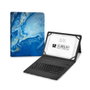 Subblim Étui et Clavier Bluetooth Espagnol pour Tablette 11 Pouces, Fond Azur Marbre, Bluetooth 5.2, Rechargeable