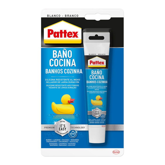 Pattex - Silicona neutra transparente pour salles de bains et cuisines - 50 ml - Résistant à l'eau et aux moisissures Pattex - Silicona neutra transparente pour salles de bains et cuisines - 50 ml - Résistant à l'eau et aux moisissures