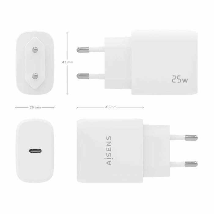 Chargeur mural Aisens A110-0756 Blanc 25 W 50 W