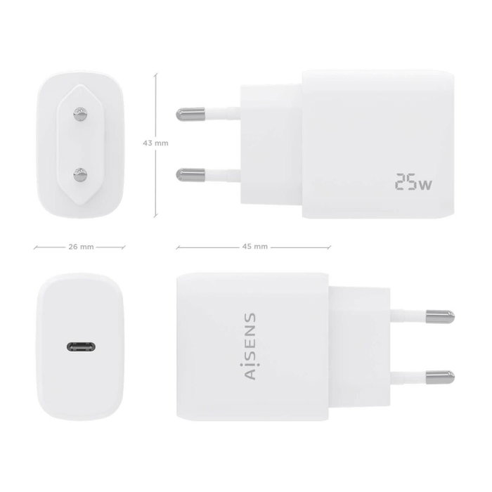 Chargeur mural Aisens A110-0756 Blanc 25 W 50 W