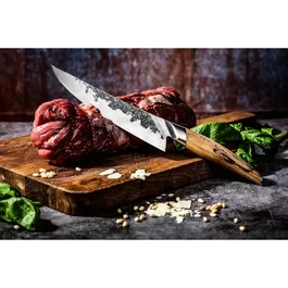 Forged Couteau de chef Katai en acier VG10 avec manche en bois de racine, 20,5 cm
