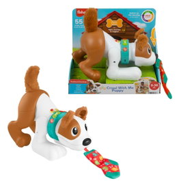 Fisher-Price Perrito Gatea Y Juega Conmigo Hgy57 - Jouet d'éveil interactif pour bébé, chien qui rampe avec lumières et musique, de 6 mois et plus