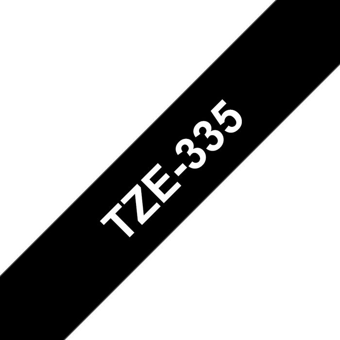 Brother TZe-335 Ruban pour étiqueteuse P-touch, impression blanc sur fond noir, 12 mm de large, 8 m de longueur Brother TZe-335 Ruban pour étiqueteuse P-touch, impression blanc sur fond noir, 12 mm de large, 8 m de longueur