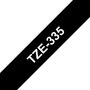 Brother TZe-335 Ruban pour étiqueteuse P-touch, impression blanc sur fond noir, 12 mm de large, 8 m de longueur