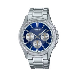 Casio MTP-1375PD-2A1VEF avec cadran bleu et bracelet gris