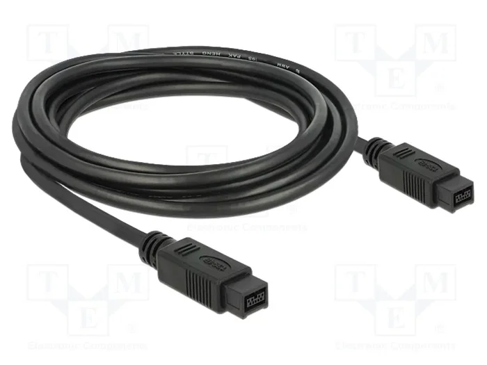 DELOCK Câble FireWire 1394B 9 broches, 3m, noir DELOCK Câble FireWire 1394B 9 broches, 3m, noir