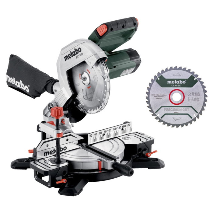 Metabo Set KS 216 M avec fonction de tirage et deux lames de scie Metabo Set KS 216 M avec fonction de tirage et deux lames de scie