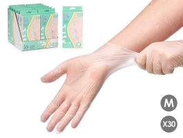 ARTE REGAL Set de 30 gants en vinyle Taille M, Blanc