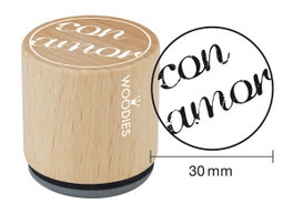 Woodies Tampon en bois et caoutchouc Con amor 33x30mm