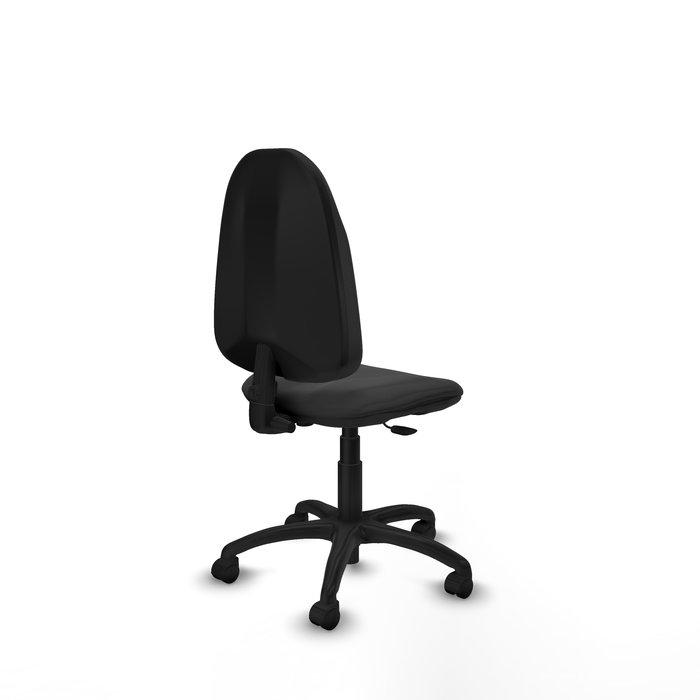 Chaise Algarra Contact permament de base Cuir écologique Gris foncé Structure polyamide noire Sans accoudoirs Sans appui-tête Roulettes en nylon 50 mm