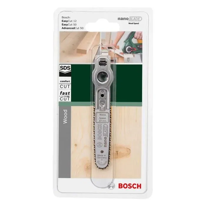 Bosch Lame de Scie Circulaire NANOBLADE WOOD SPEED 50 pour Tronçonneuses Portables EasyCut 12, EasyCut 50, Advanced Cut 50 - Changement Rapide sans Huile