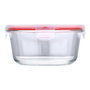 San Ignacio Toledo Boîte hermétique en verre borosilicate rond 800 ml avec couvercle PP et silicone rouge, Ø16 x 8 cm