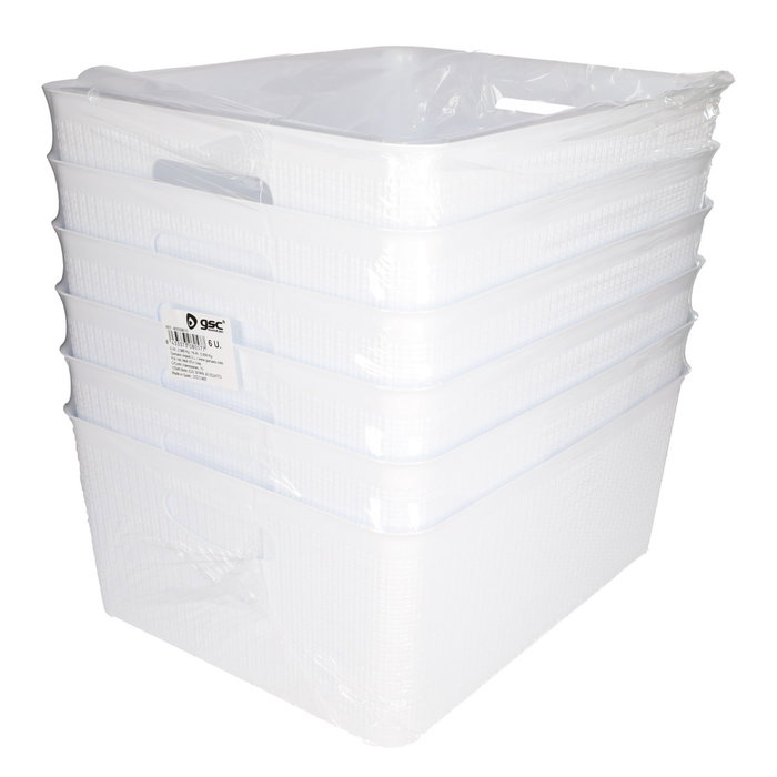 Dovelis Lot de 6 paniers organisateurs en plastique 14L Blanc Dovelis Lot de 6 paniers organisateurs en plastique 14L Blanc