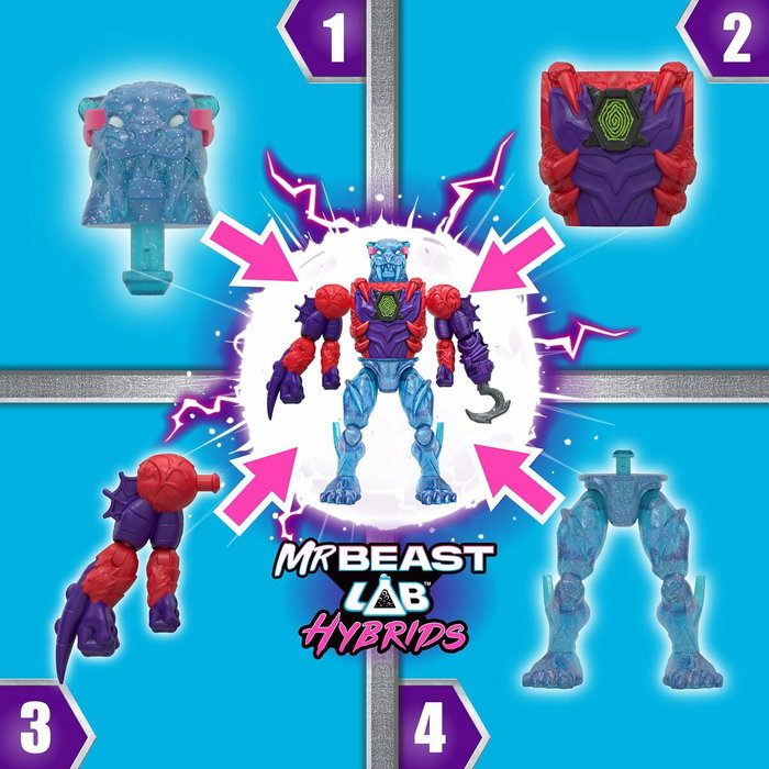 Mrbeast Lab Pack de 2 figurines hybrides Mix & Match avec pièces de dragon doré