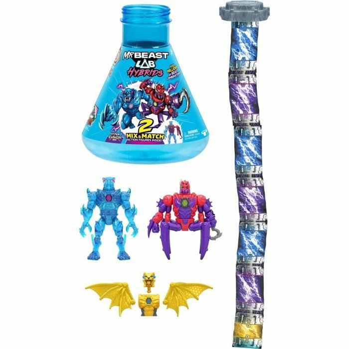 Mrbeast Lab Pack de 2 figurines hybrides Mix & Match avec pièces de dragon doré