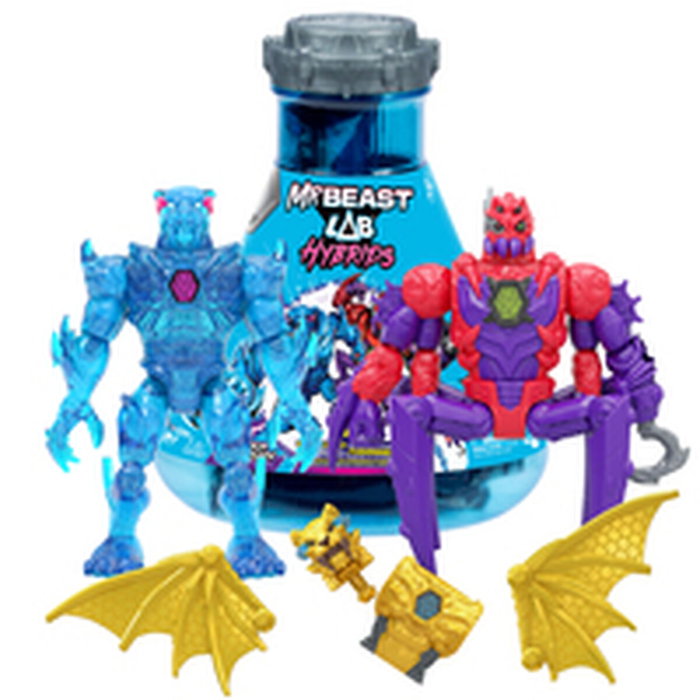 Mrbeast Lab Pack de 2 figurines hybrides Mix & Match avec pièces de dragon doré