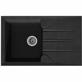 Stradour Aloa Évier de cuisine 1 bac + 1 égouttoir réversible - Résine - Noir - 81 x 50 cm