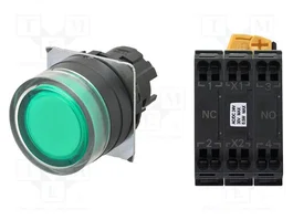 OMRON Commutateur bouton-poussoir A22NL vert avec LED