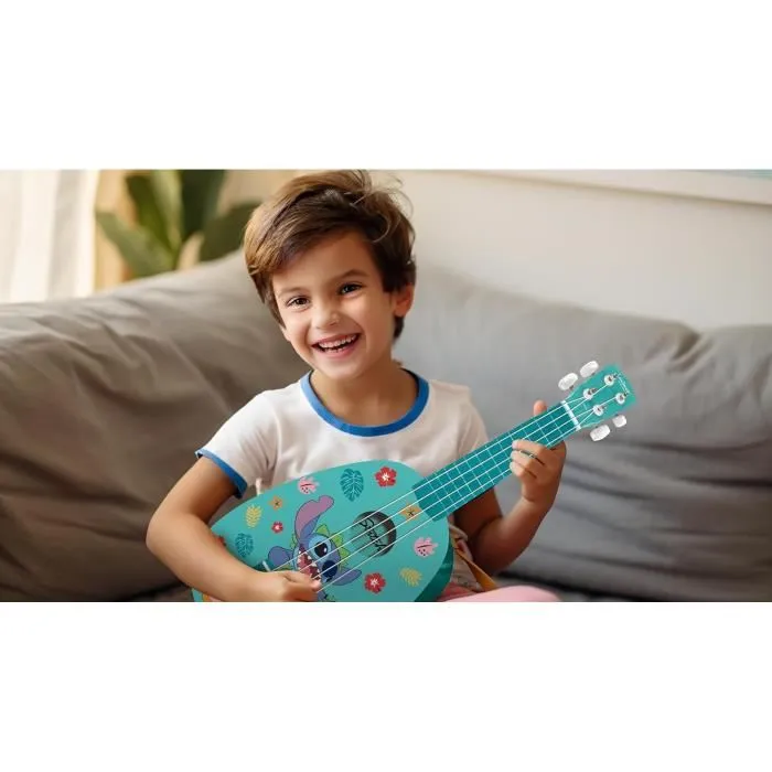 Lexibook Ukulélé Stitch pour Enfants - 6 Cordes Nylon - 53 cm - en Bois - Guide d'Apprentissage Inclus - Jouet Musical