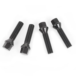 OMP Jeu de 4 vis de roue M14x1.25 - Conique, Longueur 28 mm, Clé 17, Noir, DIN 10.9 - OMPS09521401