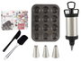Kinvara Set de pâtisserie avec moule, poche à douille et spatule 5x22x31 cm Noir (Set de 12)