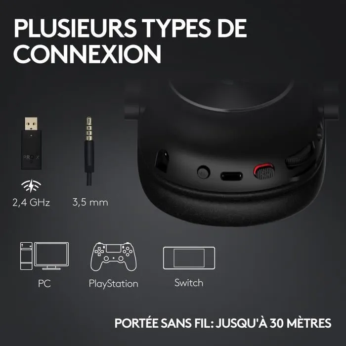 Logitech G Pro X 2 Casque Gamer Sans Fil LIGHTSPEED/Bluetooth pour PC, PS5, PS4 - Blanc, Son Graphene 50 mm