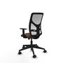 Chaise Motilla Synchro 3 positions tissu Marron foncé Maille Blanc Base pyramidale noire Accoudoir 1D Sans appui-tête Roulettes 65mm nylon