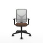 Chaise Motilla Synchro 3 positions tissu Marron foncé Maille Blanc Base pyramidale noire Accoudoir 1D Sans appui-tête Roulettes 65mm nylon