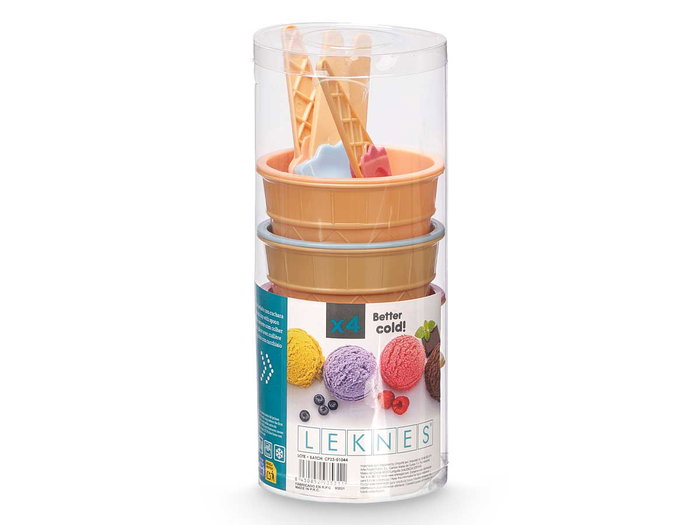 Leknes Set de 4 Coupes Glacées avec Cuillères Plastique PS 10x23x10 cm Bleu Rose Jaune Saumon (Set de 12) Leknes Set de 4 Coupes Glacées avec Cuillères Plastique PS 10x23x10 cm Bleu Rose Jaune Saumon (Set de 12)