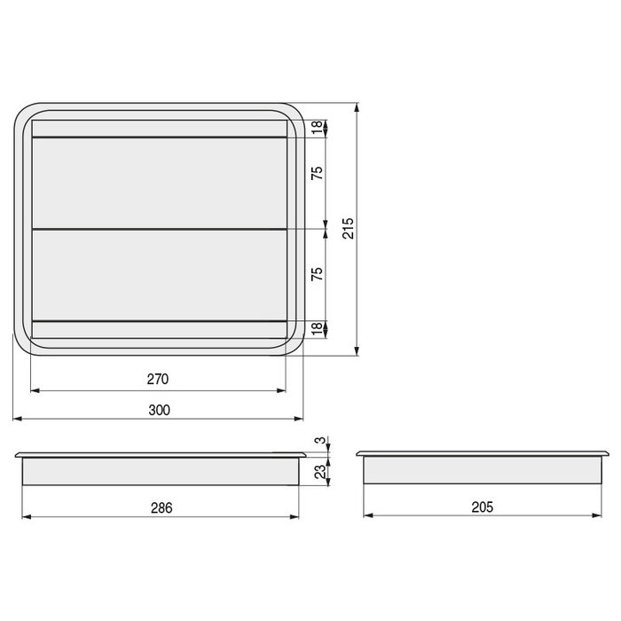 HERRAJES ALK - Goulotte de câblage avec couvercle et double amortisseur - Blanc - Dimensions 300 x 215 x 25 mm